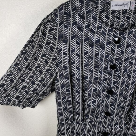 Vintage Adrianna Papell 100% Silk Button Front Pencil Dress size 8 Retro Preppy - Picture 5 of 11